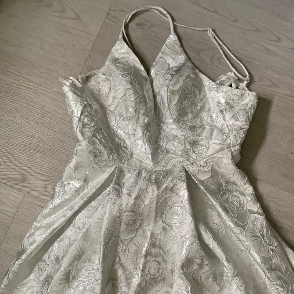 B-Darlin White Floral Prom Dress